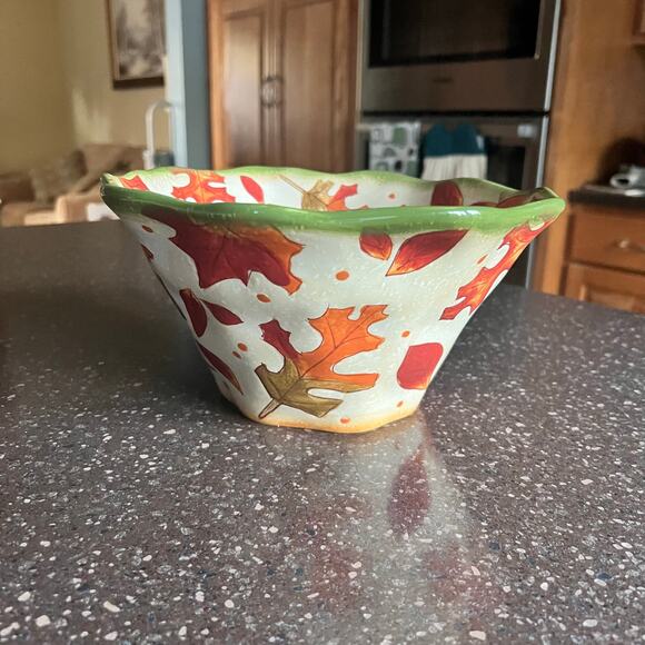 Bella Casa by Ganz Serving Bowl with 3 smaller bowls Featuring Autumn Leaves - Picture 11 of 13